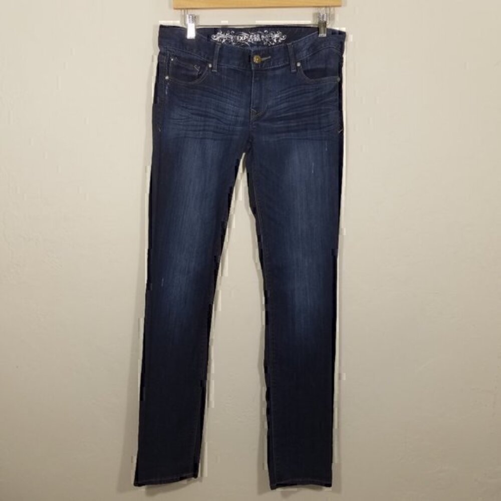 Express Skinny Stella Regular Fit Stretch Jeans Blue Size 4r - Picture 1 of 7